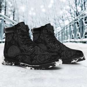 Skull Vegan Leather Boots: Unique Design Allseason