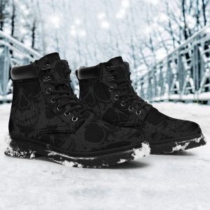 Skull Boots: Vegan Leather Allweather Boots Allseason