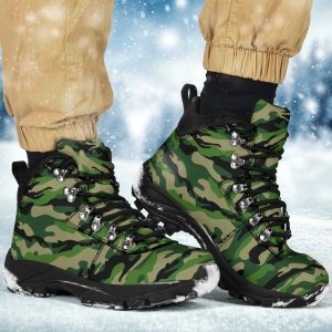 Green Camouflage Alpine Boots: Vegan Camo Hiking Boots