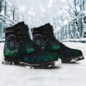 Sun & Moon Vegan Leather Boots: Allweather Celestial