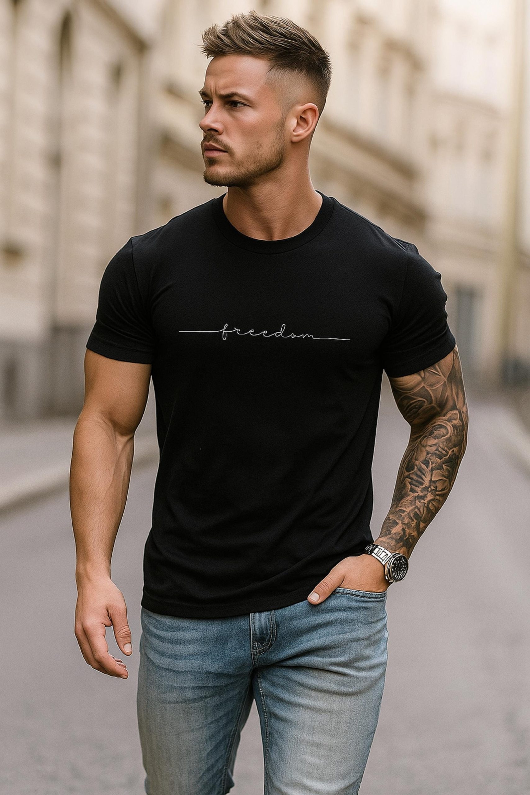 Men's Cotton Graphic Tshirt: Minimalist Streetwear Tee