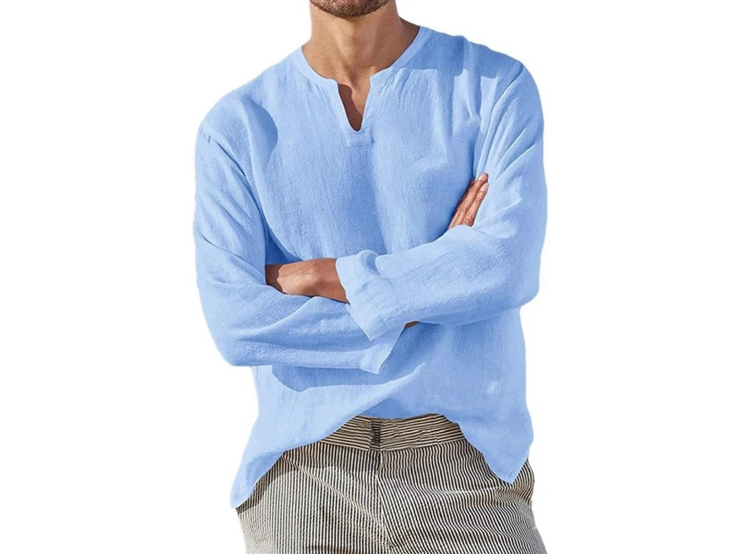 Linen Men's Shirt: Lightweight Long Sleeve Relaxed Fit