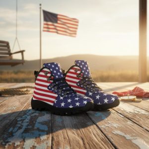 Usa Flag Alpine Boots: Vegan Leather Patriotic Gift